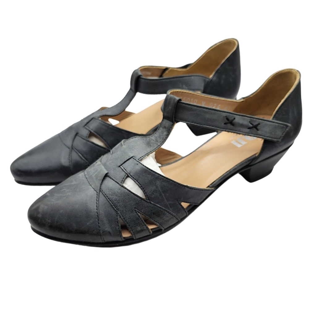Fidji Shoes V096 velcro sandals low heel NWOB T-Strap Gray 41 - Picture 2 of 9